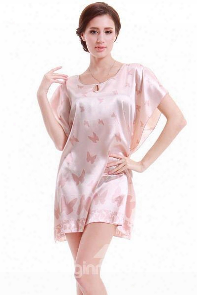 U-loose And Comfortable With Beautiful Butterfly Pattern Style Sleepshirt