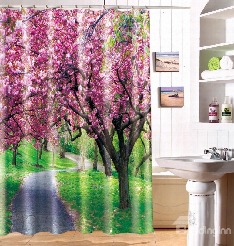 Unique Dreamy Spring Waterproof Polyster Fabric 3d Shower Curtain