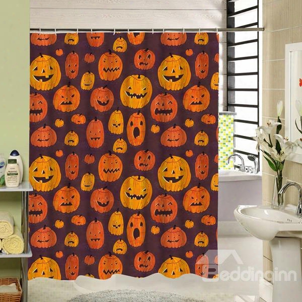 Various Hand Painted Pumpkin Lanterns Printing Bathroom Shower Curtain