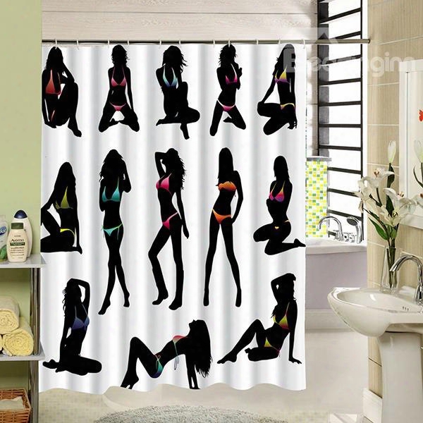 Various Sexy Woman Silhouette Print 3d Bathroom Shower Curtain