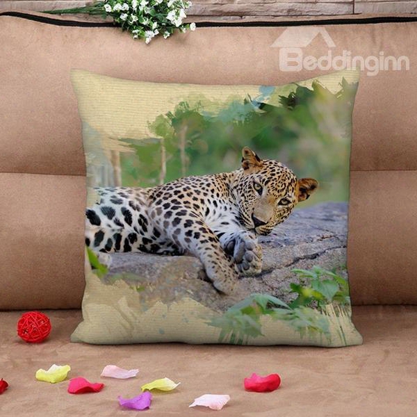 Vigorous 3d Leopard Print Throw Pillow Case