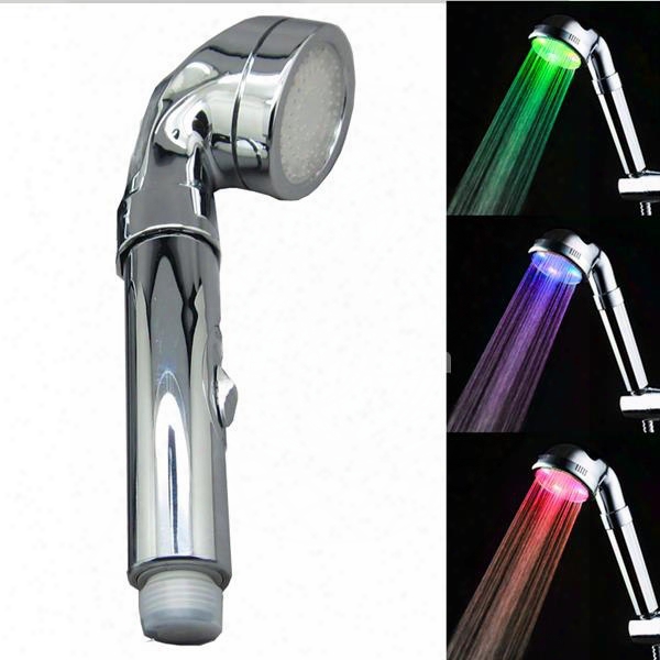Wall-mount Led Temperature Sensor 3 Colors Changing Bathroom Shower Head With On/off Handle Switch