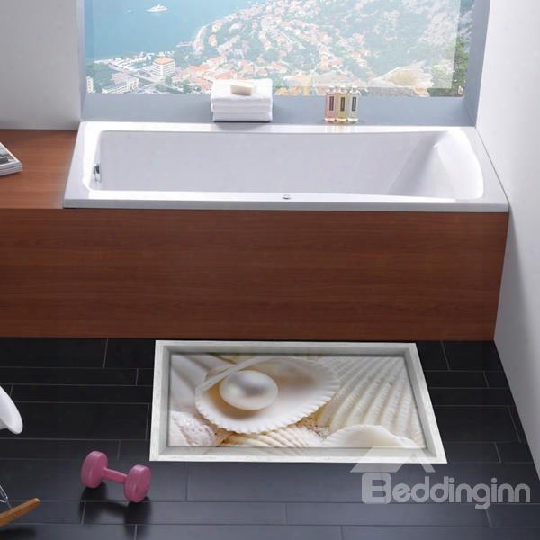 White Shell And Pearl Slipping-preventing Water-proof Bathroom 3d Floor Sticker