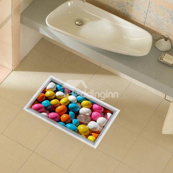 Wonderful Candy Grain Slipping-preventing Water-proof Bathroom 3d Floor Sticker