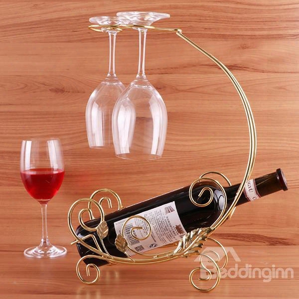 Wonderful Golden Float Design Wine Rack With 2-glass Holder