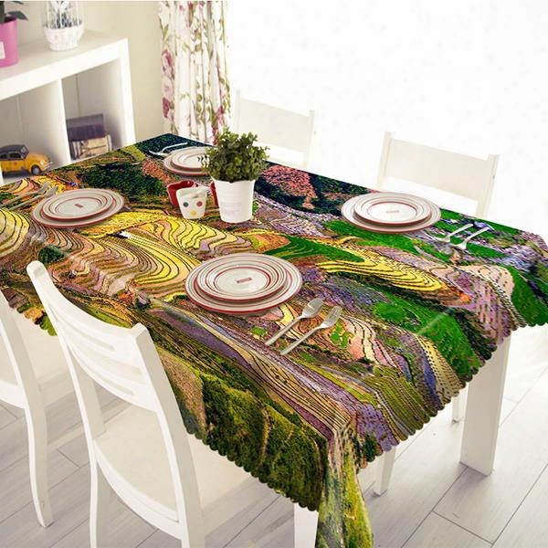 Wonderful Polyester Hill Scenery Pattern Tablecloth