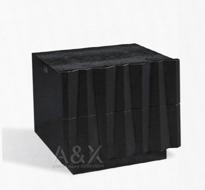 A&x Emphasis Transitional Black Crocodile  Nightstand