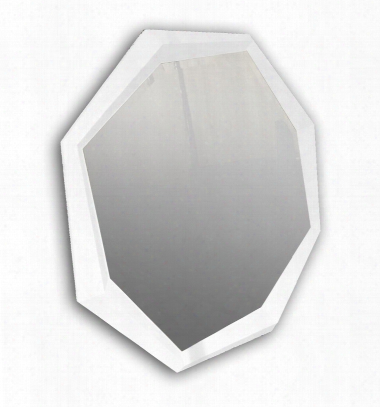 A&x Octagon Modern White Crocodile Lacquer Mirror