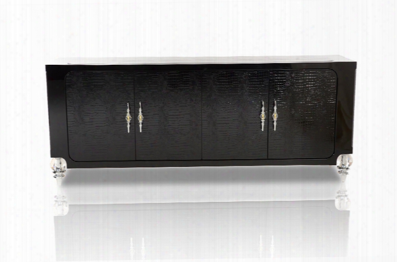 Baccarat Transitional Black Crocodile Lacquer Buffet