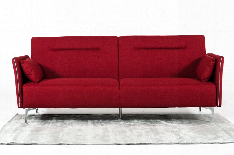 Davenport Mid-century Red Fabric Single Sofa Bed