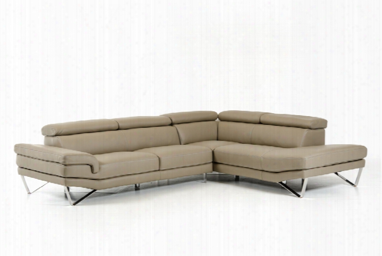 David Ferrari Aria Modern Grey Italian Leather Sectional Sofa