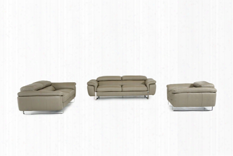 David Ferrari Highline Italian Modern Grey Leather Sofa Set