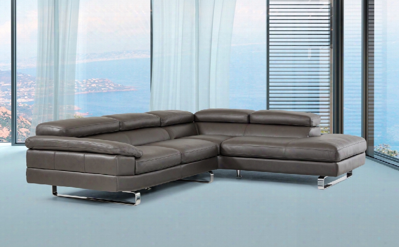 David Ferrari Violetta Italian Modern Grey Leather Sectional Sofa