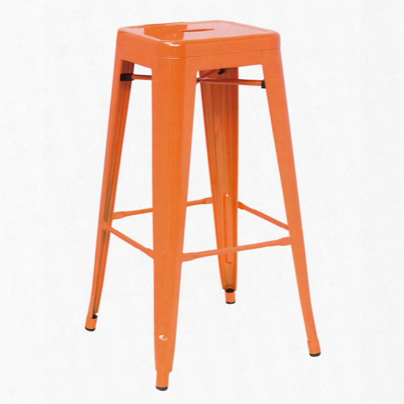 Detroit - Modern Orange Metal Barstool (set Of 4)