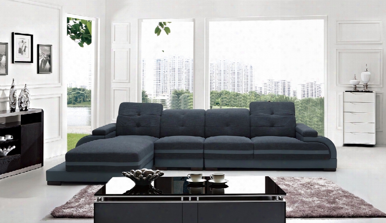 Divani Casa 5132 Modern Fabric & Bonded Leather Sectional Sofa