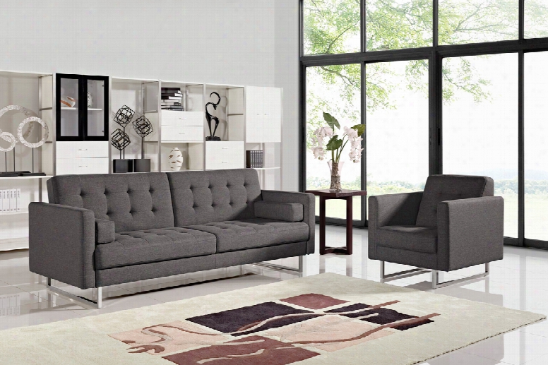 Divani Casa Bauxite Modern Grey Fabric Sofa Bed