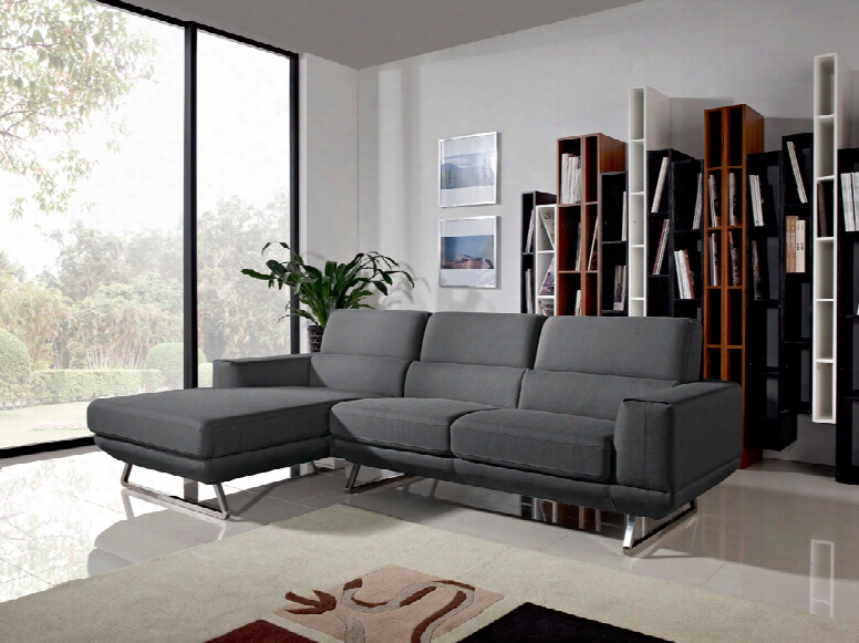 Divani Casa Becket Modern Dark Grey Fabric Sectional Sofa