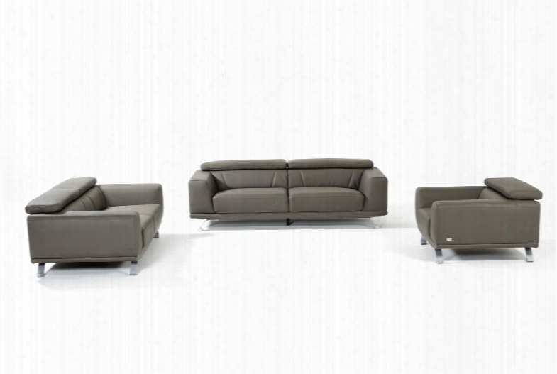 Divani Casa Brustle Modern Dark Grey Eco-leather Sofa Set