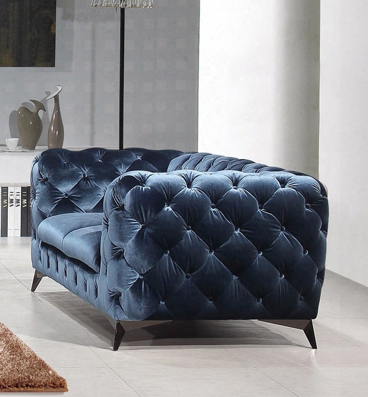 Divani Casa Delilah Modern Blue Fabric Loveseat