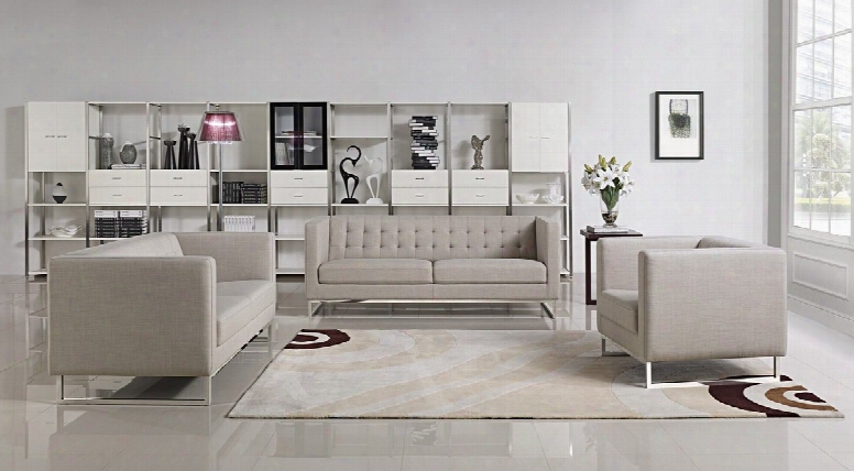 Divani Casa Dominic Mid-century Grey Fabric Sofa Set