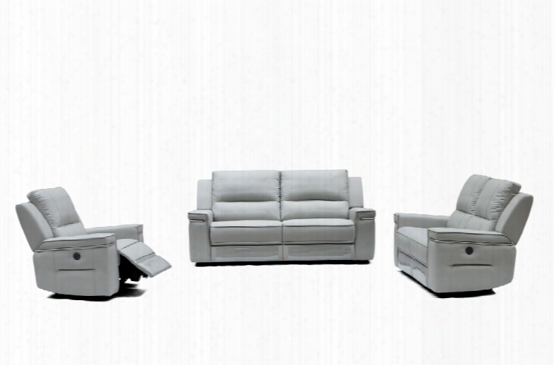 Divani Casa Hearst Modern Grey Leatherette Sofa Set W/ Recliners