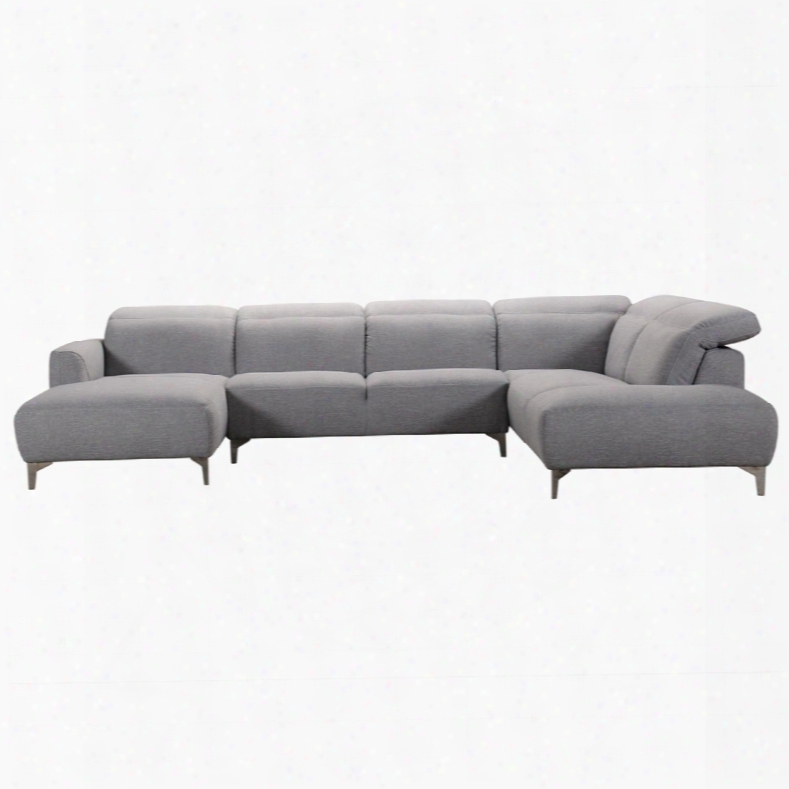 Divani Casa Hudson Modern Grey Fabric Sectional Sofa