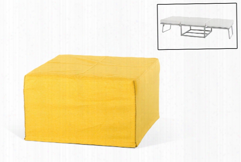 Divani Casa Incognito Modern Yellow Fabric Ottoman Sofa Bed