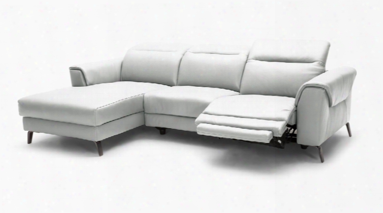 Divani Casa Mosley Modern White Leather Sectional Sofa W/ Recliner