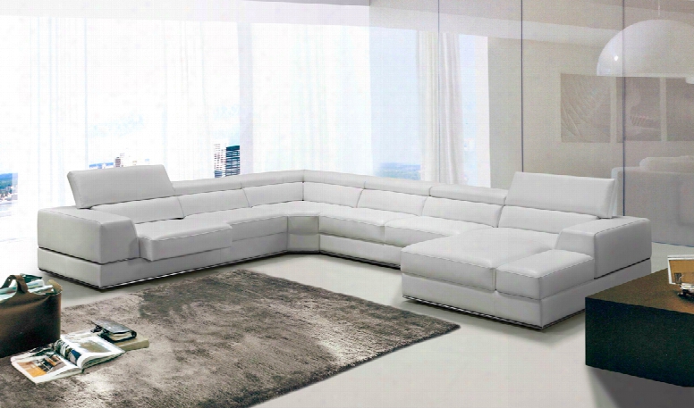 Divani Casa Pella Modern White Leather Sectional Sofa