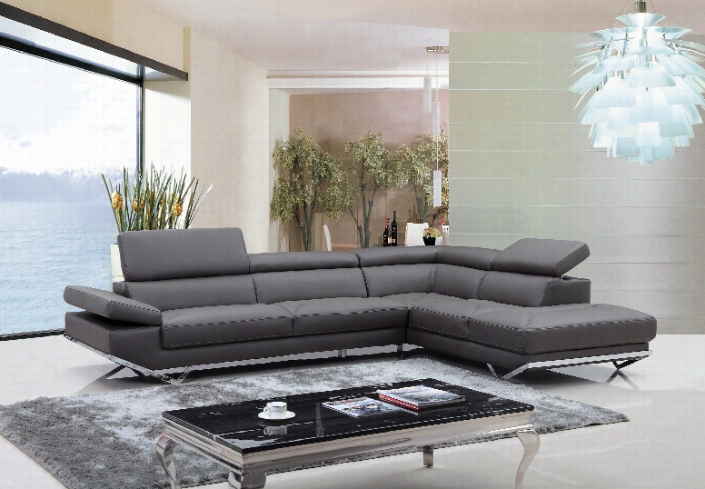 Divani Casa Quebec Modern Dark Grey Eco-leather Sectional Sofa