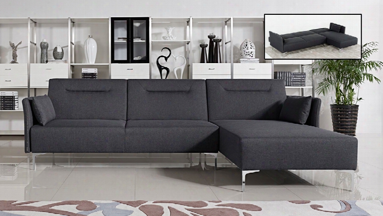 Divani Casa Rixton Mid-century Grey Fabric Sofa Bed Sectional