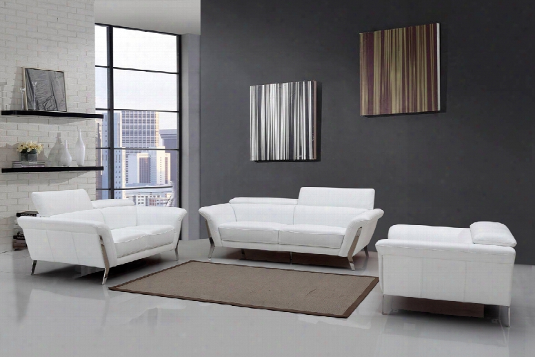 Divani Casa Ronen Modern White Leather Sofa Set