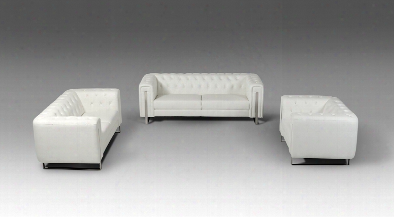 Divani Casa Salvia Mo Dern White Leatherette Sofa Set