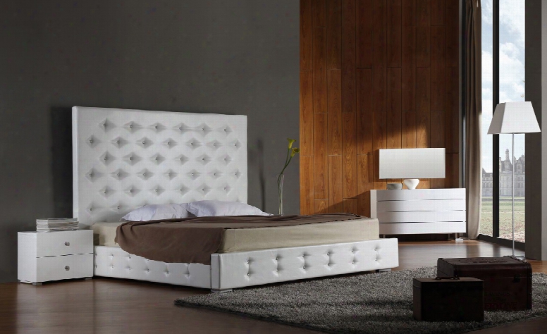 Elbrus White Modern Leather Platform Bed