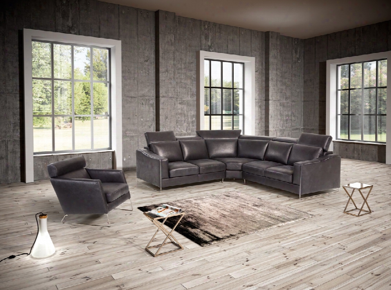 Estro Salotti Ethan Modern Bl Ack Leather Sectional Sofa