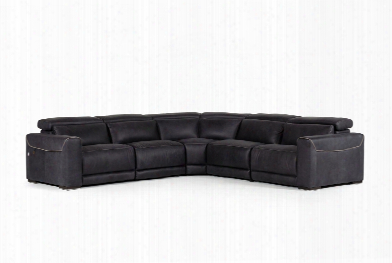 Estro Salotti Thelma Modern Black Italain Leather Sectional Sofa W/ Recliners