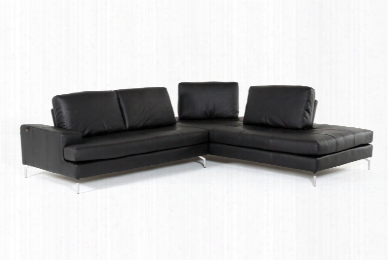 Estro Salotti Voyager Modern Black Leather Sectional Sofa