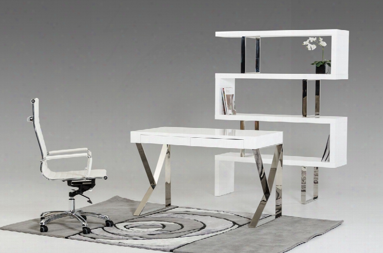 Ferris Modern White Lacquer Office Desk