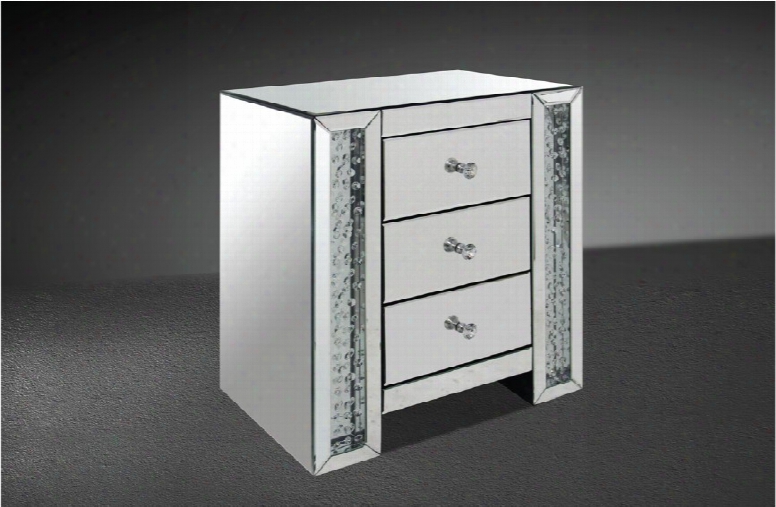 Glimmer Transitonal Mirrored Nightstand W/ Artificial Crystals