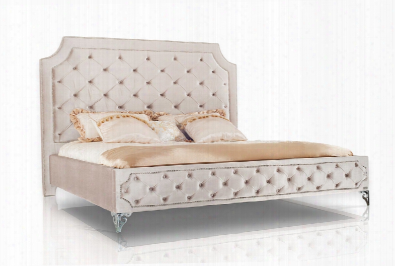 Leilah Transitional Tufted Beige Fabric Bed