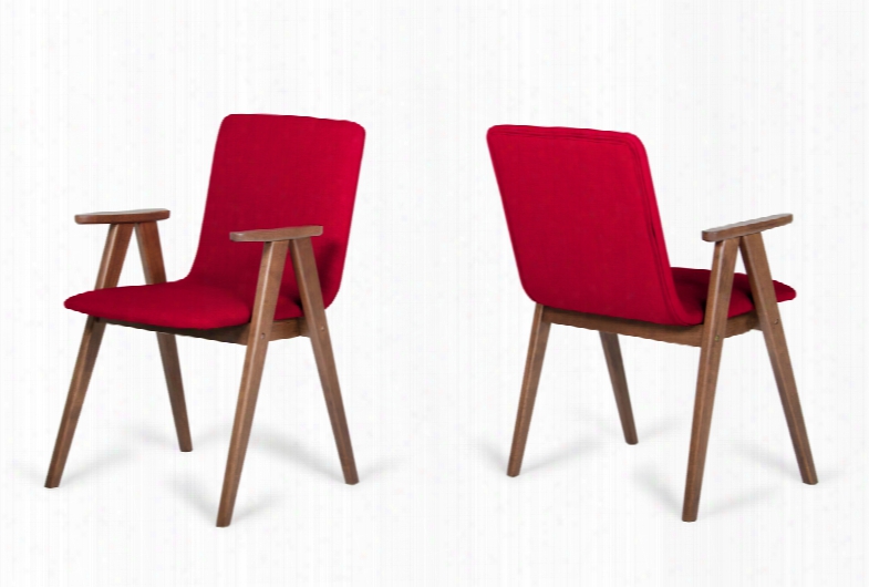 Maddox - Modern Red & Walnut Dining Chair (set Of 2)