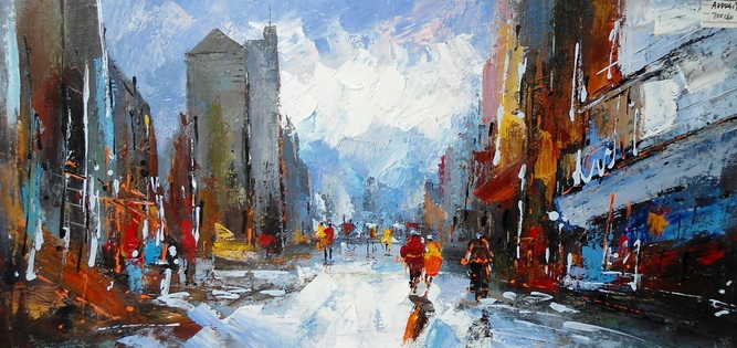 Modrest Abstract City Oil Painting