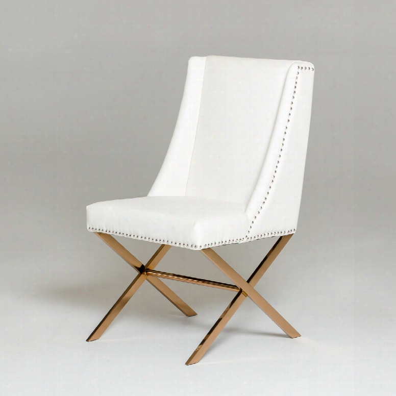 Modrest Alexia Modern White & Rosegold Dining Chair