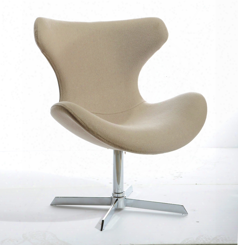 Modrest Aludra Mid-century Beige Fabric Lounge Chair