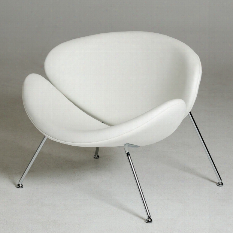 Modrest Anais Mid-century White Leatherette Accent Chair