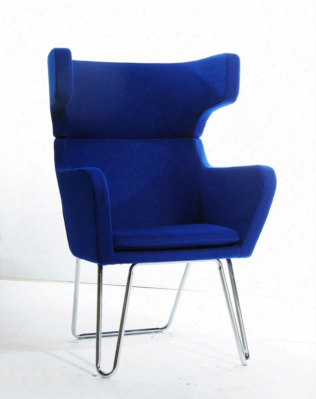Modrest Anser Mid-century Blue Fabric Lounge Chair