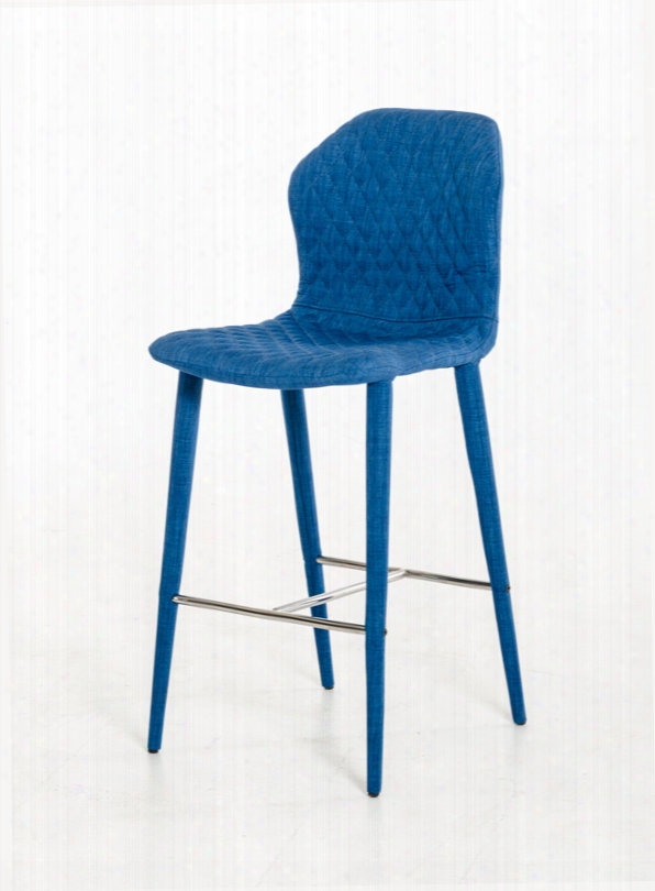 Modrest Astoria Mid-century Blue Fabric Bar Stool