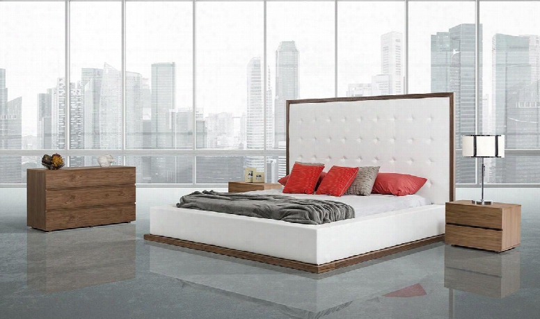 Modrest Beth Modern Walnut With White Leatherette Bed