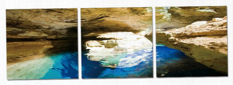 Modrest Blue Grotto 3-panel Photo Attached Canvas