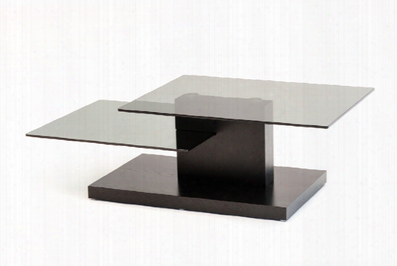 Modrest Dove Contemporary Black Oak And Glass Coffee Table